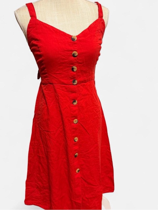 Japna Dresses & Skirts - Japna Red Button-Front Mini Dress